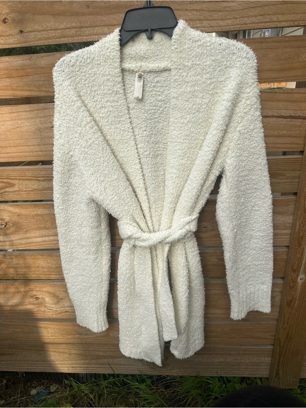 SKIMS Cream Shawl-Collar Belted Cardigan